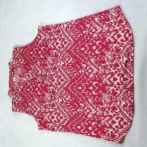Soft knit tank top blouse L EUC red white